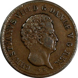 Denmark Christian VIII Copper 1842 FK//VS 1/2 Rigsbankskilling KM# 725 (17 394)