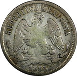 MEXICO Silver 1883/2 ZS S 25 Centavos Zacatecas SCARCE OVERDATE KM#406.9 (082)