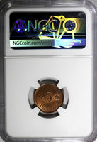 Finland Copper 1919 5 Penniä NGC MS63 RB TOP GRADED BY NGC KM# 22