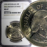 Seychelles 1976 10 Rupees Independence NGC  MS67 GEM BU TOP GRADED KM# 28 (011)