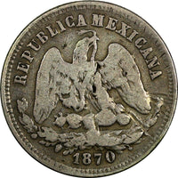 MEXICO Silver 1870 Pi O 25 Centavos San Luis Potosi SCARCE KM#406.8 (19 072)