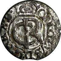 Livonia Riga CARL XI of Sweden Silver 1662 Solidus,Schilling XF KM# 55 (15 026)
