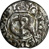 Livonia Riga CARL XI of Sweden Silver 1662 Solidus,Schilling XF KM# 55 (15 026)