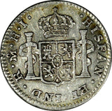 Mexico SPANISH COLONY Ferdinand VII Silver 1810 MO HJ 1/2 Real XF KM# 73 (062)