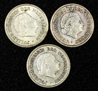 Netherlands Antilles  Juliana SILVER LOT OF 3 COIN 1966 1/10 Gulden KM# 3 (158)