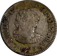 Mexico SPANISH COLONY Charles IV Silver 1790 Mo FM 1/2 Real XF Toning KM# 70 (7)