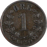 Norway Oscar II Bronze 1899 1 Øre The Norwegian Lion KM# 352 (20 708)