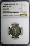 Mexico SECOND REPUBLIC Silver 1898 GO R 20 Centavos NGC UNC DETAILS KM# 405.1