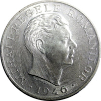 ROMANIA  Mihai I  Silver 1946  100 000 Lei  aUNC  25g  37mm  KM# 71