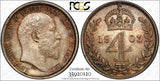 Great Britain Edward VII Silver 1903 4 Pence PCGS PL64 PROOFLIKE TONED KM#798(0)