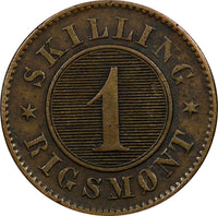 Denmark Christian IX Bronze 1871 1 Skilling Rigsmont KEY DATE VF KM# 774 (9643)