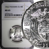 Panama Vasco Núñez de Balboa Silver 1962 1/4 Balboa NGC MS65 KM#11.2 (022)