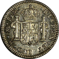 Mexico Charles IV Silver 1800 MO-FM 1/2 Real XF Cond. KEY SCARCE DATE KM# 72