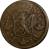 SWEDEN Adolf Frederick (1751-1771) Copper 1762 S.M. 2 Ore KM#461 (15147)