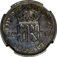 Great Britain George VI PROOF Silver 1937 6 Pence NGC PF62 Mint-26,400 KM#852(5)