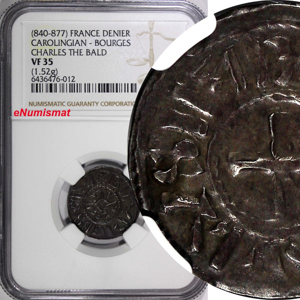 FRANCE	Charles II the Bald (840-877) Silver Denier NGC VF35 Duplessy-198 (12)