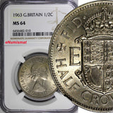 Great Britain Elizabeth II 1963 1/2 Crown NGC MS64 Light Toned KM# 907 (10)