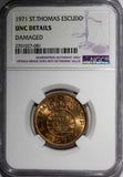 Saint Thomas & Prince Island 1971 1 Escudo NGC UNC DETAILS KM# 18 (081)