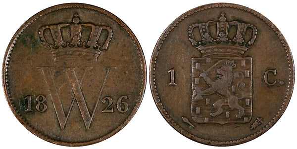 Netherlands William I (1815-1840) Copper 1826 1 Cent KM# 47 (21 146)