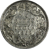 India-British Victoria Silver 1862 1/4 Rupee 1st Year Type KM# 470 (19 269)