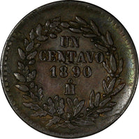Mexico SECOND REPUBLIC Copper 1890 Mo Centavo  KM# 391.6