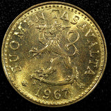 Finland  Aluminum-Bronze 1967 10 Penniä KEY DATE UNC/BU KM# 46 (23 985)