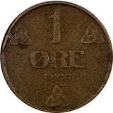 Norway Haakon VII Bronze 1927 1 Ore  SCARCE DATE KM# 367  (20 842)