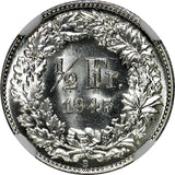 Switzerland Silver 1945 B 1/2 Franc NGC MS63  Helvetia KM# 23 (025)