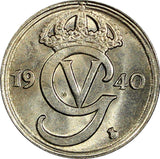 Sweden Gustaf V (1907-1950) Nickel-Bronze 1940 G 10 Öre UNC KM# 795 (22 076)