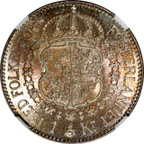SWEDEN Gustaf V Silver 1915 W 1 Krona NGC MS63 NICE TONED KM# 786.1 (035)