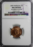 Portugal Carlos I Bronze 1899 5 Reis NGC UNC DETAILS Nice Red KM# 530 NO RESERVE