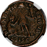 WESTERN ROMAN EMPIRE Gratian 367-383  AE2 Rev-Emperor dragging captive NGC (202)