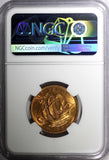 Great Britain Elizabeth II Bronze 1958 1/2 Penny NGC MS65 RB NICE RED KM#896 (0)