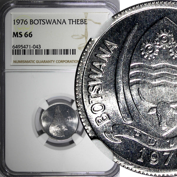 Botswana 1976 1 Thebe NGC MS66 GEM BU Head of Turako Nice Toned KM# 3 (43)