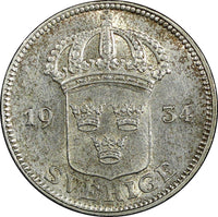 Sweden Gustaf VI Silver 1955 TS 50 Ore UNC KM# 825 (22 003)