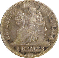 Guatemala Silver 1897  2 Reales 24 mm Nice Toned KM# 167 (23 189)