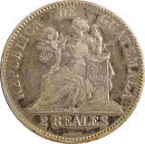 Guatemala Silver 1897  2 Reales 24 mm Nice Toned KM# 167 (23 189)