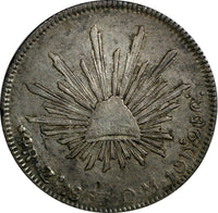 Mexico FIRST REPUBLIC Silver 1853/2 Zs OM 4 Reales OVERDATE Zacatecas KM# 375.9