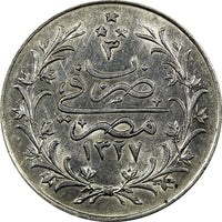 Egypt Muhammad V Silver AH1327 3 (1911) H 10 Qirsh Heaton's Choice XF KM# 309(3)