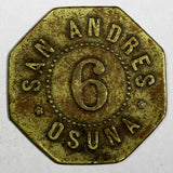GUATEMALA TOKEN 1880's HERRERA & CA. San Andres Osuna 6 R. Bee 28mm Rulau Gma181