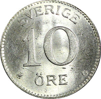 SWEDEN Gustaf V Silver 1931 G 10 Öre BU GEM COIN KM# 780 (22 144)