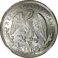 Mexico Silver 1905 ZS-FM Peso NGC UNC DETAILS SCARCE DATE Zacatecas KM# 409.3