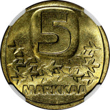 Finland Aluminium-Bronze 1983 K 5 Markkaa NGC MS65 1 GRADED HIGHEST KM# 57 (049)