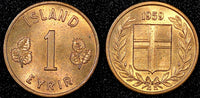 Iceland Bronze 1956 1 Eyrir RED GEM BU KM# 8 RANDOM PICK (1 Coin) (24 058)