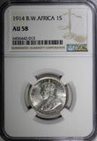 British West Africa George V Silver 1914 1 Shilling NGC AU58 KM# 12 (013)