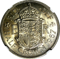 Great Britain Elizabeth II Copper-Nickel 1967 1/2 Crown NGC MS62 KM# 907