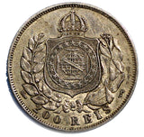 Brazil Pedro II  Silver 1867 200 Reis XF+ Condition Toned  KM# 471