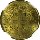 French Equatorial Africa 1942 SA 50 Centimes NGC MS64 1 YEAR TYPE KM# 1 (096)