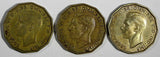 Great Britain George VI LOT OF 3 COINS 1941 3 Pence WWII Issue KM# 849 (20 239)