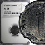 Germany,Third Reich Zinc 1944 A 1 Reichspfennig NGC MS64 WWII Issue KM# 97 (003)